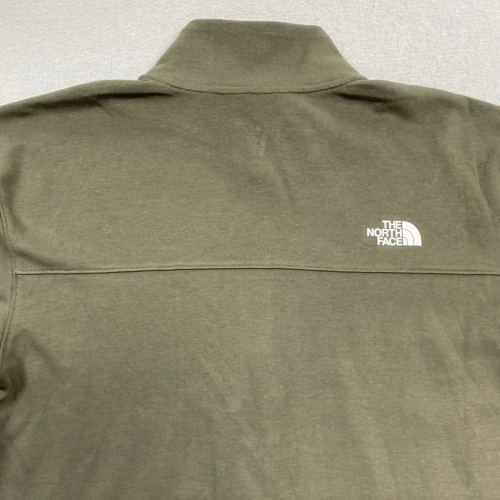 The North Face Sweatshirt Mens Large Taupe Green Double Knit Half Zip Pullover